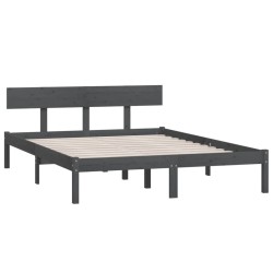 Cadre de lit sans matelas gris bois massif 160x200 cm 