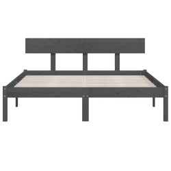 Cadre de lit sans matelas gris bois massif 160x200 cm 