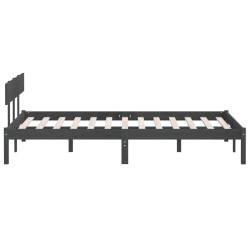 Cadre de lit sans matelas gris bois massif 160x200 cm 