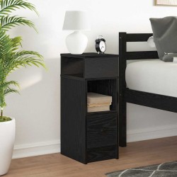 Table de chevet avec tiroir noir 25x31x66 cm 
