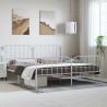 Cadre de lit métal sans matelas et pied de lit blanc 183x213 cm 