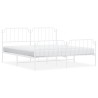 Cadre de lit métal sans matelas et pied de lit blanc 183x213 cm 