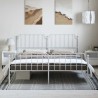 Cadre de lit métal sans matelas et pied de lit blanc 183x213 cm 