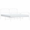Cadre de lit métal sans matelas et pied de lit blanc 183x213 cm 