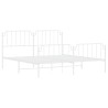 Cadre de lit métal sans matelas et pied de lit blanc 183x213 cm 