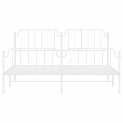Cadre de lit métal sans matelas et pied de lit blanc 183x213 cm 