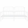 Cadre de lit métal sans matelas et pied de lit blanc 183x213 cm 