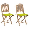Chaises pliables de jardin lot de 2 avec coussins Bambou 
