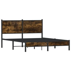Cadre de lit en métal sans matelas chêne fumé 137x190 cm 