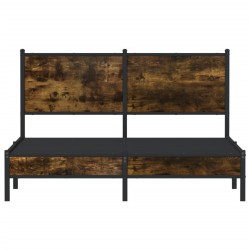 Cadre de lit en métal sans matelas chêne fumé 137x190 cm 