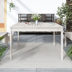 Table de jardin blanc 121x82,5x76 cm bois massif de pin 