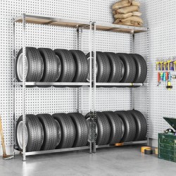 Porte-pneus à 2 niveaux 2 pcs Argenté 110x40x180 cm Acier 