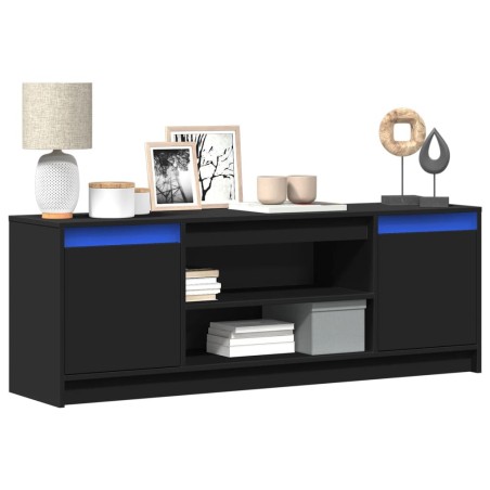 Meuble TV avec LED noir 139,5x34x50 cm bois d'ingénierie 