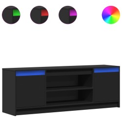 Meuble TV avec LED noir 139,5x34x50 cm bois d'ingénierie 