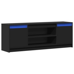 Meuble TV avec LED noir 139,5x34x50 cm bois d'ingénierie 