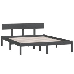 Cadre de lit sans matelas gris bois de pin massif 