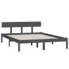 Cadre de lit sans matelas gris bois de pin massif 
