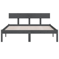 Cadre de lit sans matelas gris bois de pin massif 