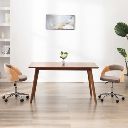 Chaise pivotante de bureau Taupe Bois courbé et tissu 