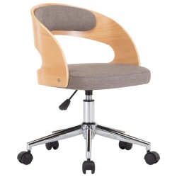 Chaise pivotante de bureau Taupe Bois courbé et tissu 