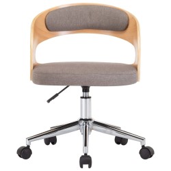 Chaise pivotante de bureau Taupe Bois courbé et tissu 