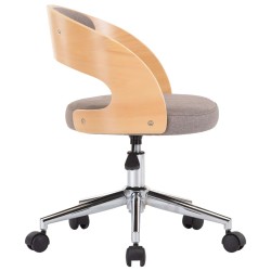 Chaise pivotante de bureau Taupe Bois courbé et tissu 