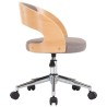 Chaise pivotante de bureau Taupe Bois courbé et tissu 