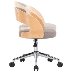 Chaise pivotante de bureau Taupe Bois courbé et tissu 