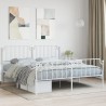 Cadre de lit métal sans matelas et pied de lit blanc 180x200 cm 