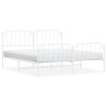 Cadre de lit métal sans matelas et pied de lit blanc 180x200 cm 