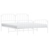 Cadre de lit métal sans matelas et pied de lit blanc 180x200 cm 