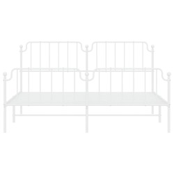 Cadre de lit métal sans matelas et pied de lit blanc 180x200 cm 