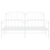 Cadre de lit métal sans matelas et pied de lit blanc 180x200 cm 