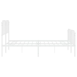 Cadre de lit métal sans matelas et pied de lit blanc 180x200 cm 