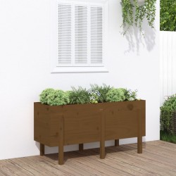 Lit surélevé de jardin brun miel 121x50x57cm bois de pin massif 
