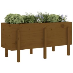 Lit surélevé de jardin brun miel 121x50x57cm bois de pin massif 