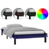 Cadre de lit à LED sans matelas noir 90x190 cm bois massif 