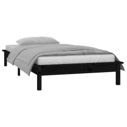 Cadre de lit à LED sans matelas noir 90x190 cm bois massif 