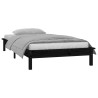 Cadre de lit à LED sans matelas noir 90x190 cm bois massif 