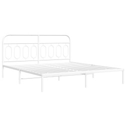 Cadre de lit métal sans matelas et tête de lit blanc 180x200 cm 