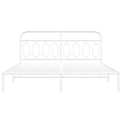 Cadre de lit métal sans matelas et tête de lit blanc 180x200 cm 