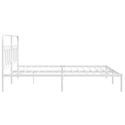 Cadre de lit métal sans matelas et tête de lit blanc 180x200 cm 