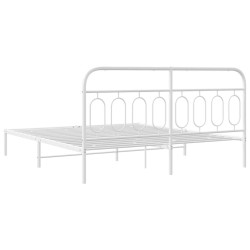 Cadre de lit métal sans matelas et tête de lit blanc 180x200 cm 