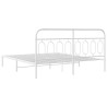 Cadre de lit métal sans matelas et tête de lit blanc 180x200 cm 
