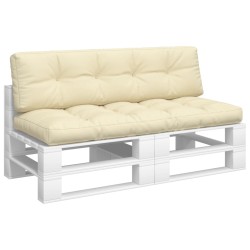 Coussins de palette lot de 2 crème tissu 