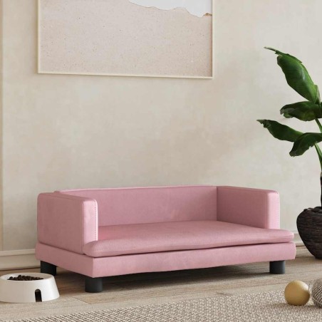 Lit pour chien rose 80x45x30 cm velours 