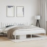 Cadre de lit métal sans matelas et tête de lit blanc 193x203 cm 