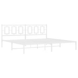 Cadre de lit métal sans matelas et tête de lit blanc 193x203 cm 
