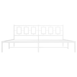 Cadre de lit métal sans matelas et tête de lit blanc 193x203 cm 