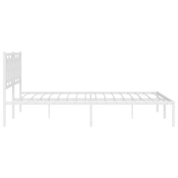 Cadre de lit métal sans matelas et tête de lit blanc 193x203 cm 